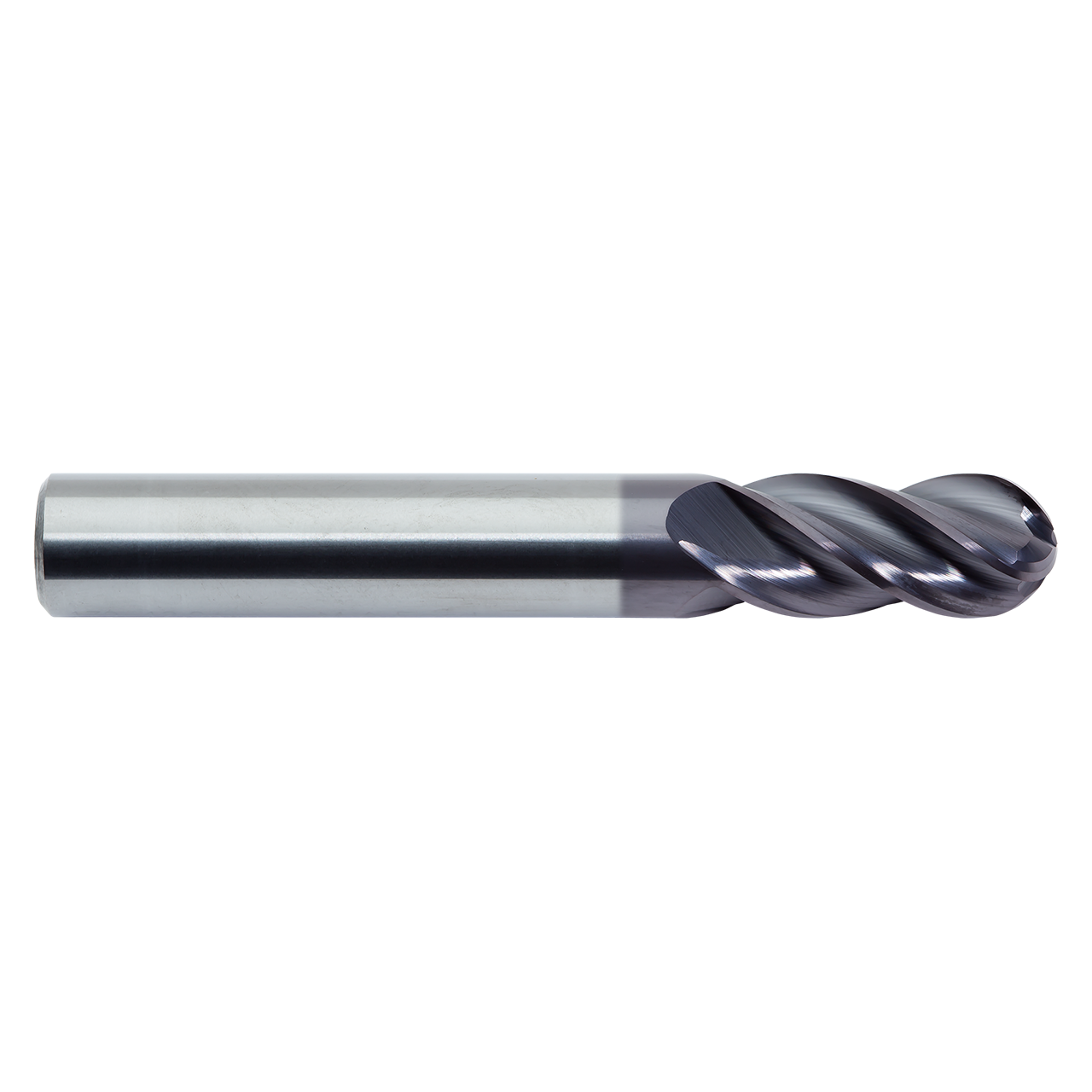 M A Ford 17912500A | 1/8" Diameter x 1/8" Shank x 1/4" LOC x 1.500" OAL x 1/16" Radius x 35-38 Degree Helix Angle 4 Flute ALtima Coated Carbide Ball Nose End Mill