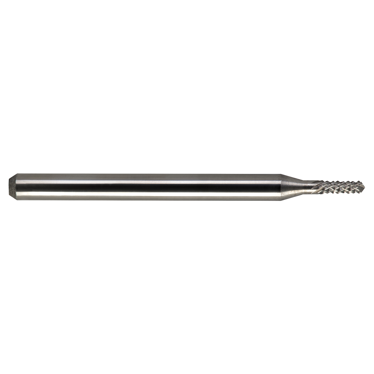 M A Ford 23107870D | 2.00mm Diameter x 3.18mm Shank x 8.00mm LOC x 38.00mm OAL 9 LH Flute Uncoated 7 RH Flute Uncoated Carbide Diamond Pattern Router Bit