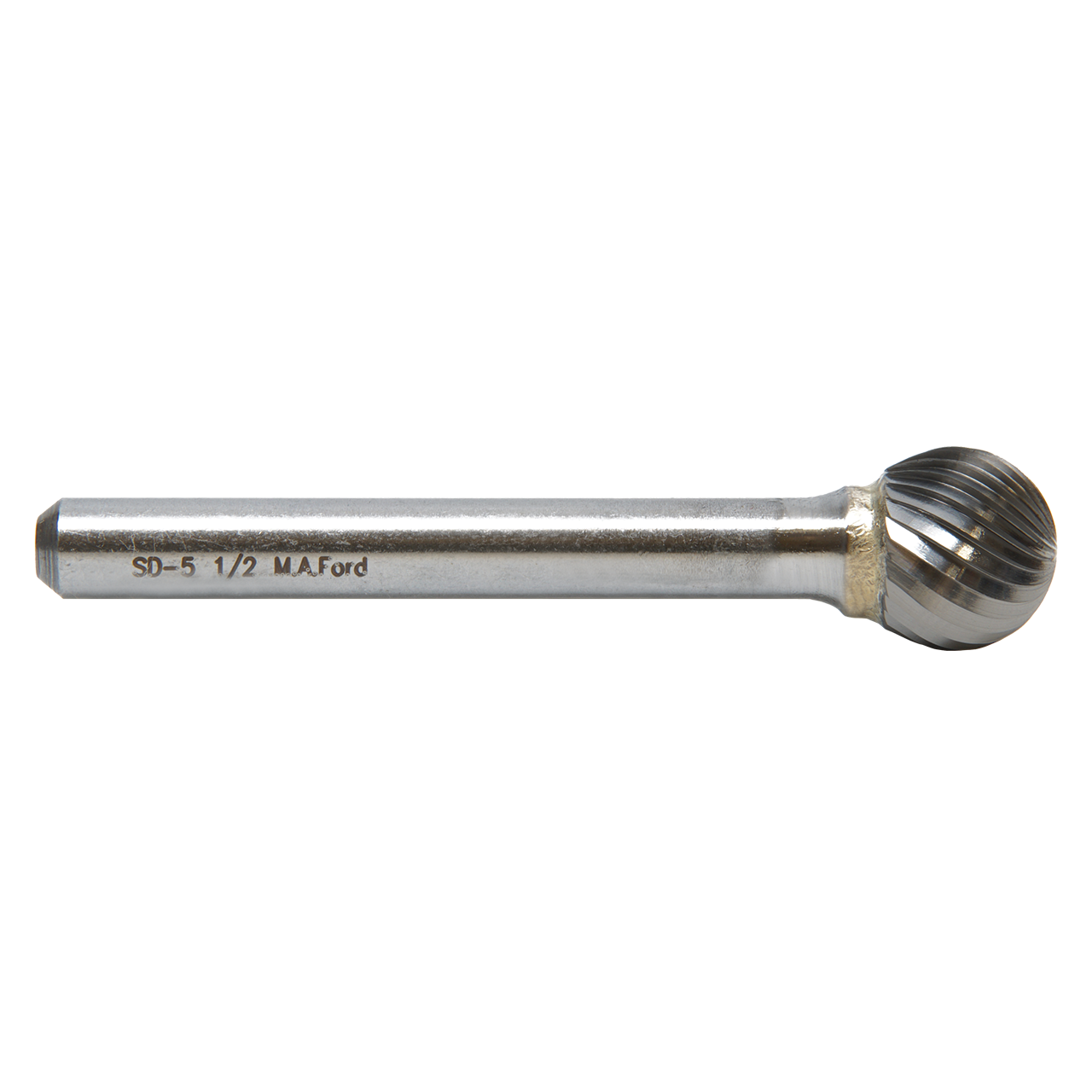 M A Ford 43500150M | 12.70mm Diameter x 6.00mm Shank x 10.00mm LOC x 56.00mm OAL 8 Flute Uncoated Carbide Ball Burr