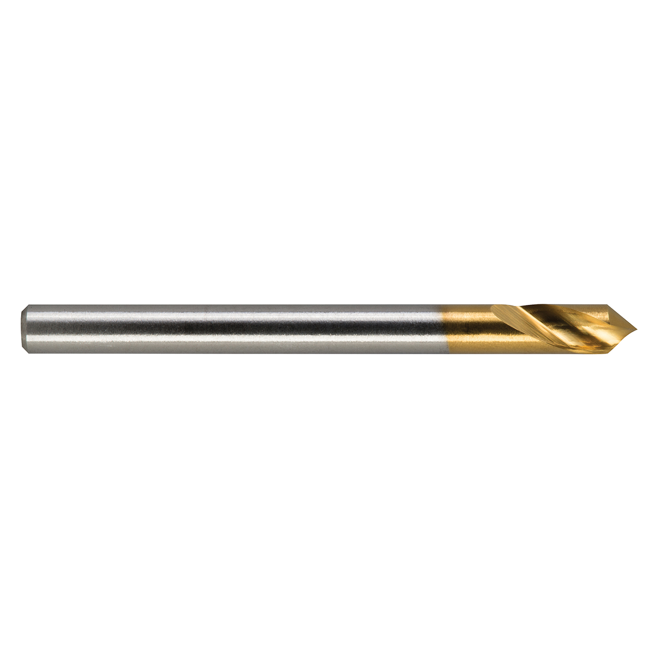 M A Ford 61T025003 | 1/4" Diameter x 1/4" Shank x 2.000" OAL x 90 Degree Included Angle 1 Flute TiN Coated HSS Countersink