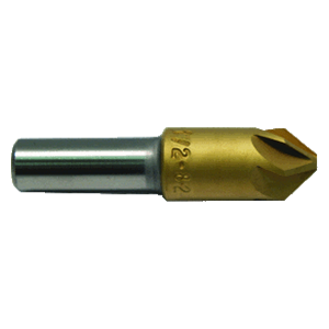 M A Ford 79T075003 | 3/4" Diameter x 1/2" Shank x 2.750" OAL x 90 Degree Included Angle 6 Flute TiN Coated HSS Countersink