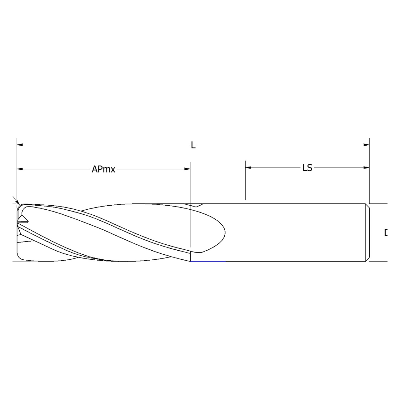 Keo 931-000-170 | 0.313" Diameter x 1.313" Length of Shank x 2.500" OAL 4 Flute Carbide Corner Radius End Mill