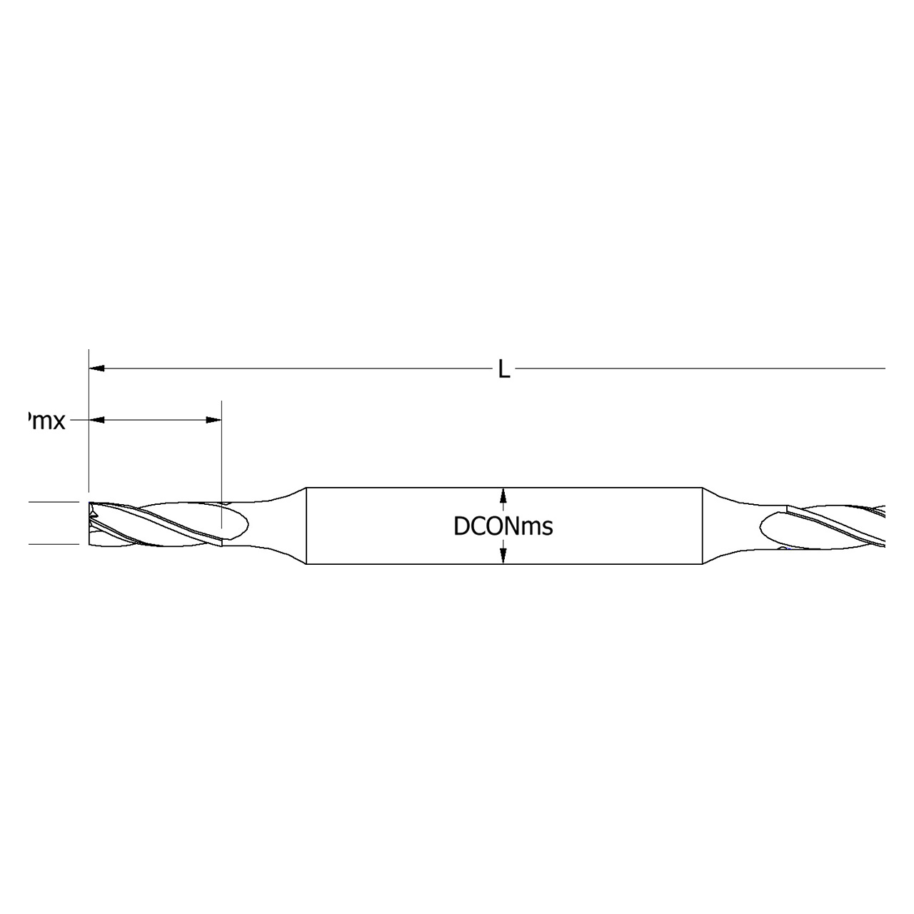 Keo 934-000-008 | 0.141" Diameter x 1.125" Length of Shank x 2.250" OAL 2 Flute HSS-Co Double Ended Square End Mill