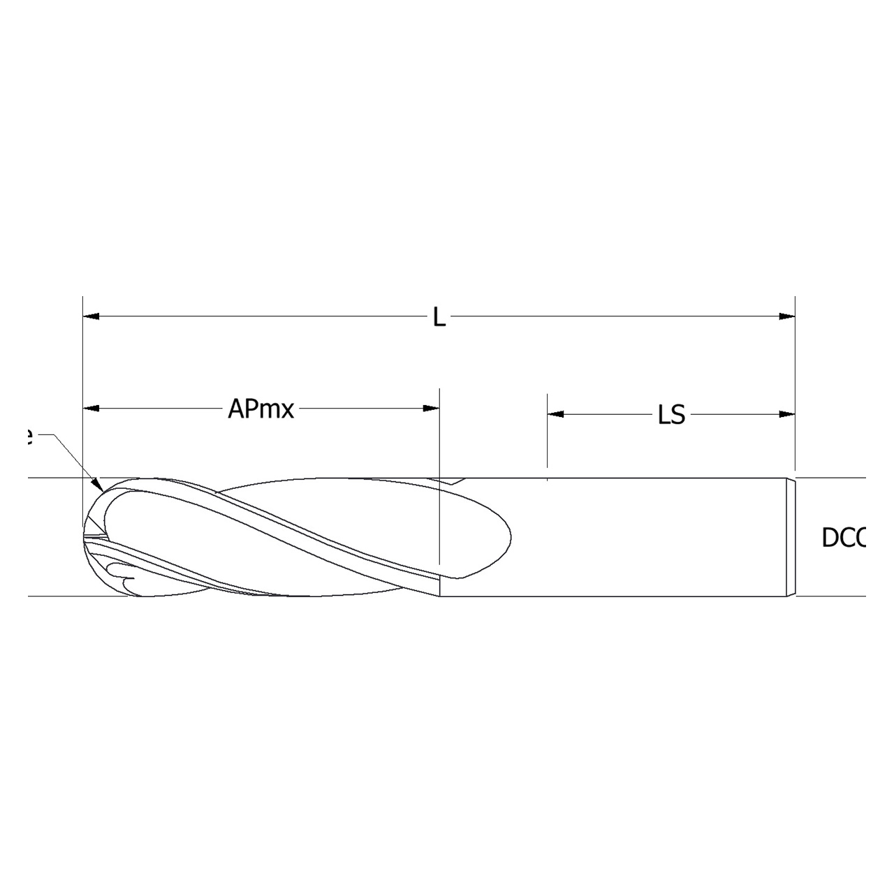 Keo 930-002-438 | 0.250" Diameter x 1.375" Length of Shank x 2.500" OAL 4 Flute Carbide Ball End Mill
