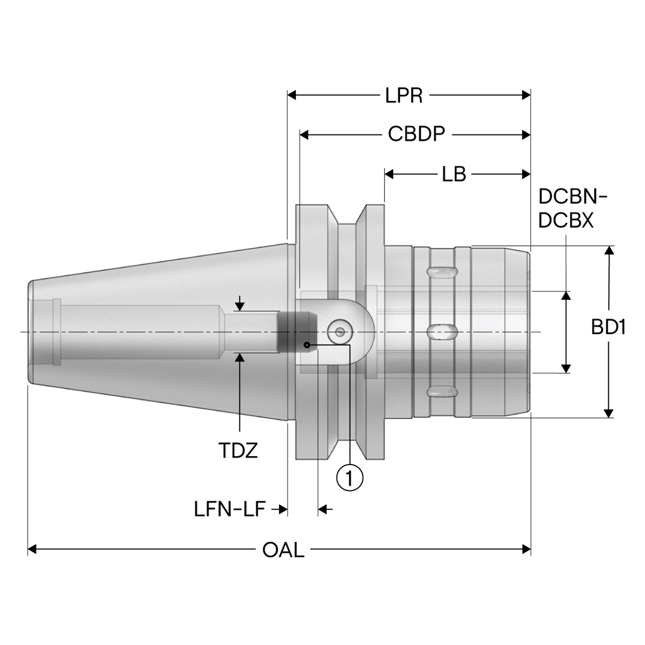 Seco Tools 10185657 | BT40AD-PMC20-065 0.236" Connection Bore Diameter Minimum x 0.787" Connection Bore Diameter maximum x 5.134" OAL PMC Milling Chuck