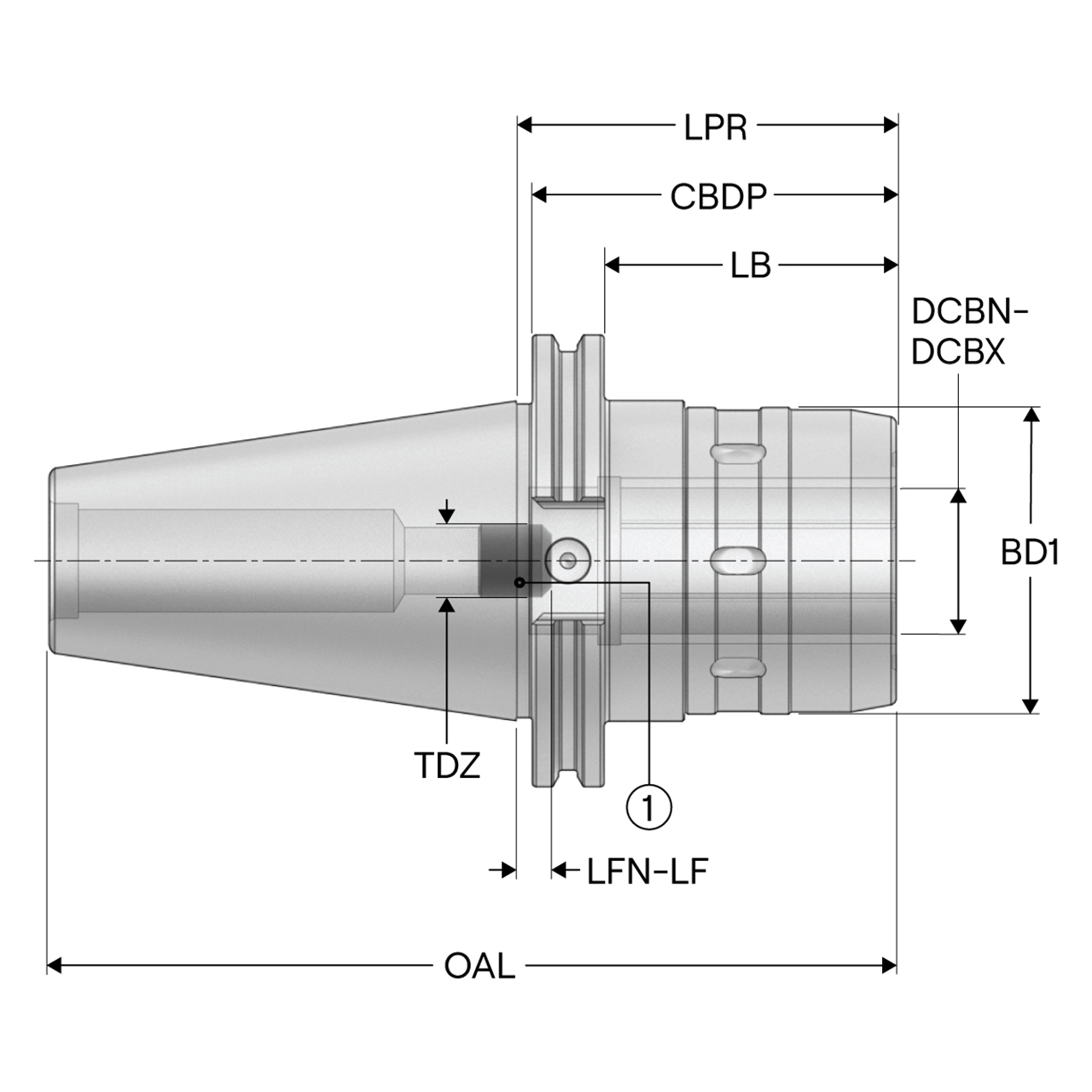 Seco Tools 10185662 | CAT50TFAD-PMC1.250-3.250 0.375" Connection Bore Diameter Minimum x 1.250" Connection Bore Diameter maximum x 7.256" OAL PMC Milling Chuck