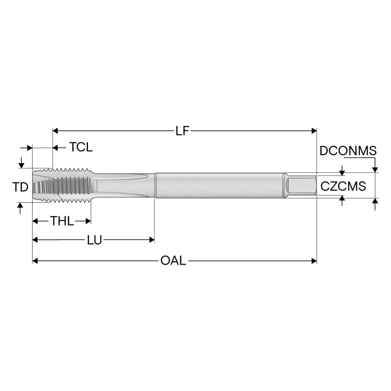 Seco Tools 10280314 | T32-R40N08C93-4-40-21R 0.112" Thread Diameter x 0.141" Shank x 0.057" Tap Length 3 Flute TiAIN+TiN Coated HSS-E-PM Cylindrical T32 Spiral Flute Tap
