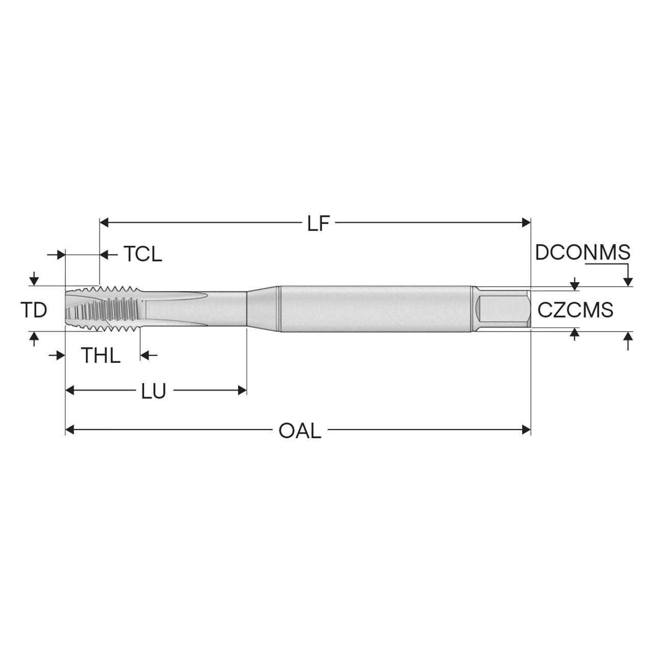 Seco Tools 10280447 | T34-PH08B93-6-32-22R 0.138" Thread Diameter x 0.141" Shank x 0.147" Tap Length 3 Flute TiAIN+WC/C Coated HSS-E-PM Cylindrical T34 Spiral Point Tap