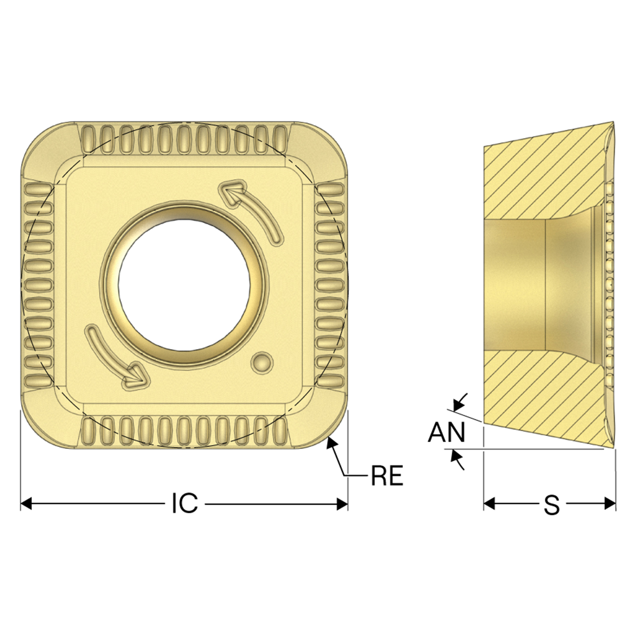 Seco Tools 10281561 | SPKT10T317TN-ME08 0.394" Inscribed Circle Diameter x 0.067" Radius x 0.156" Insert Thickness 4 Cutting Edge CVD Coated Carbide MP3501 Grade SPKT Milling Insert
