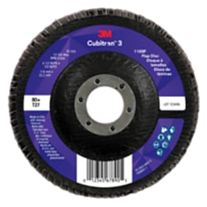 3M 7100380218 | Cubitron 3 4-1/2" Overall Diameter x 7/8" Overall Width x 80+ Grit 1169F Flap Disc - 10 Each/Case