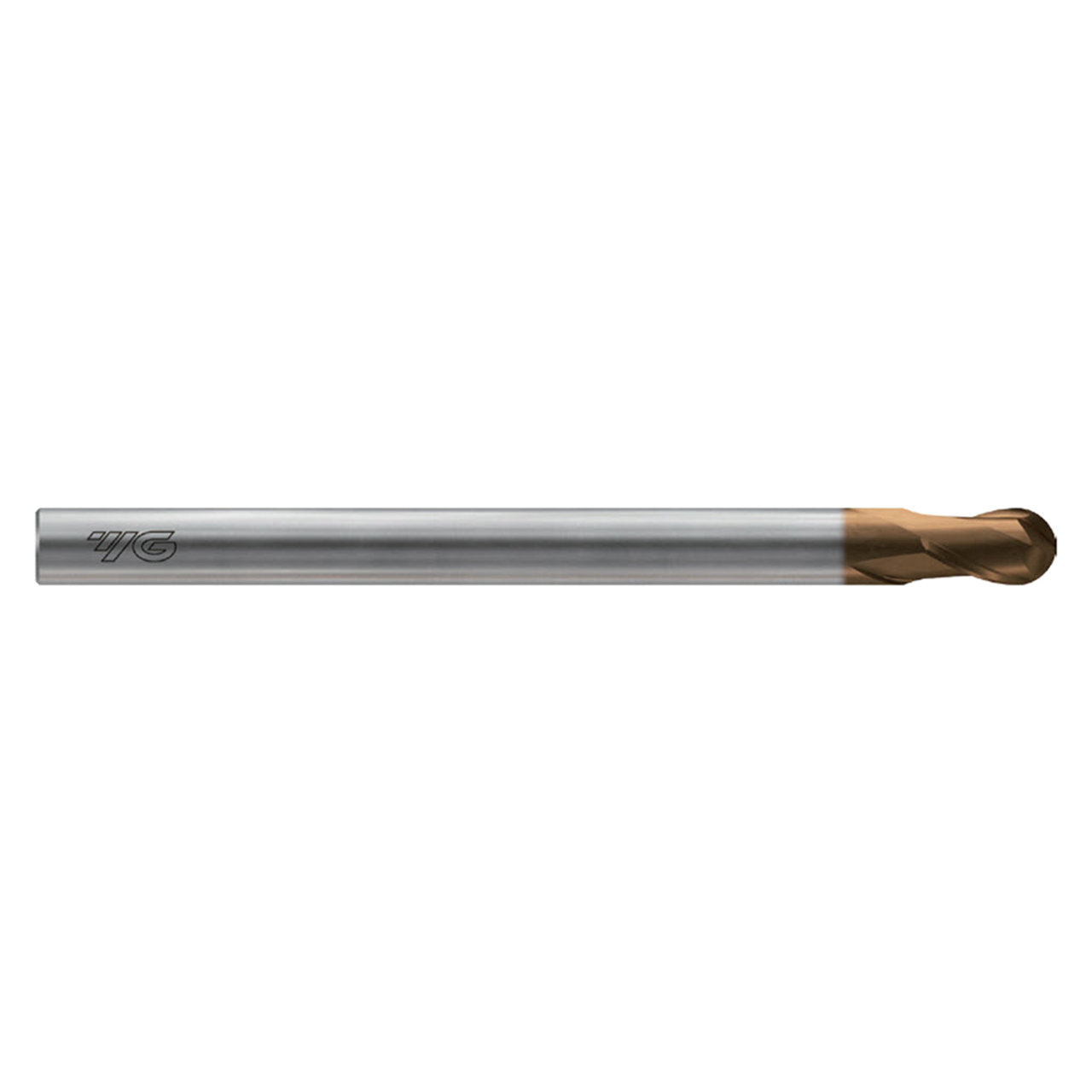 YG1 HPK44100 | 10.00mm Diameter x 10.00mm Shank x 15.00mm LOC x 100.00mm OAL x 5.00mm Radius x 30 Degree Helix Angle 2 Flute C-Coated Carbide HPK44 Ball End Mill