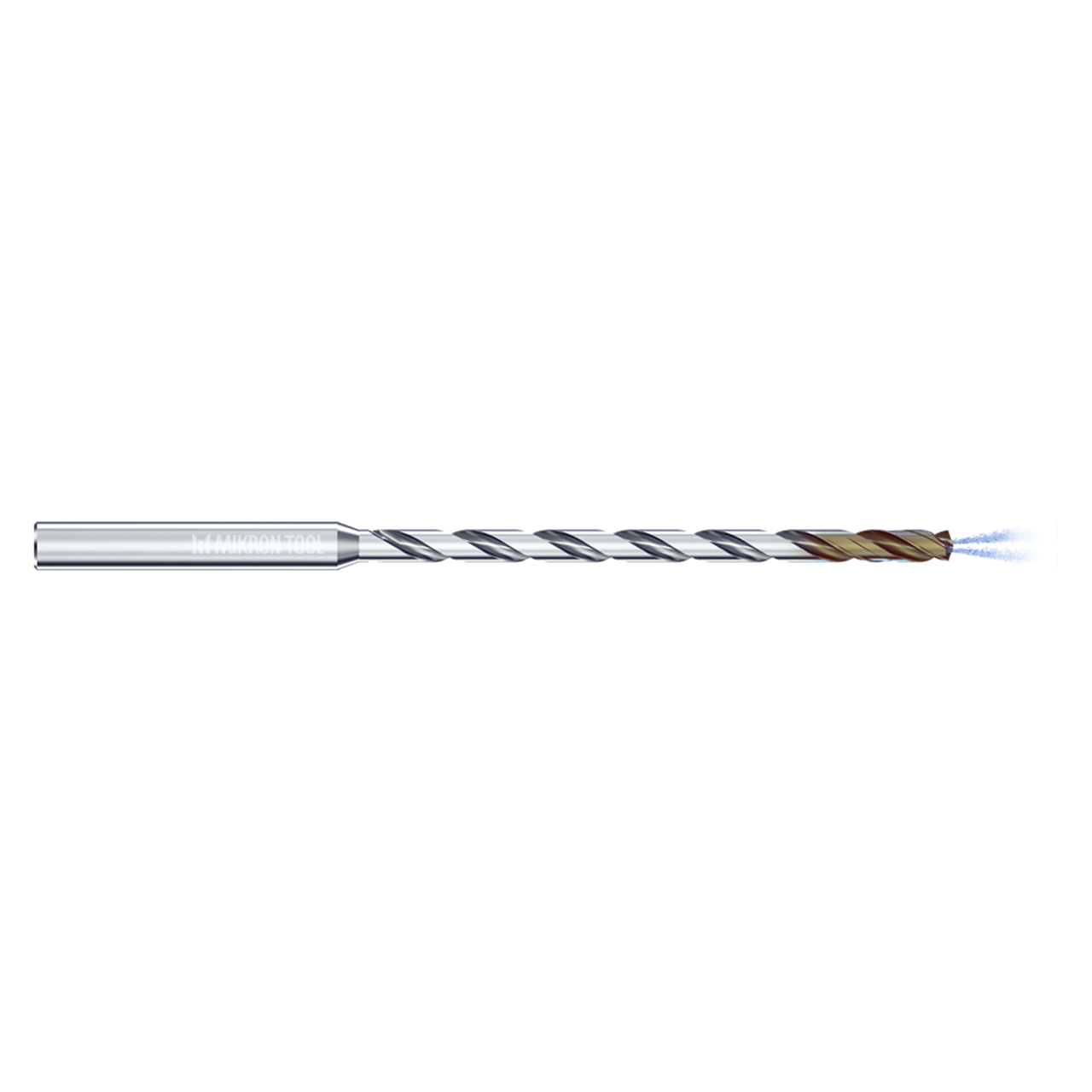 Mikron Tool 2.CD.150355.IC | CrazyDrill Cool SST-Inox 1.00 - 6.35mm Diameter Range x 6.00mm Shank x 53.25mm LOC x 108.00mm OAL 2 Flute eXedur SNP Coated Pilot Drill