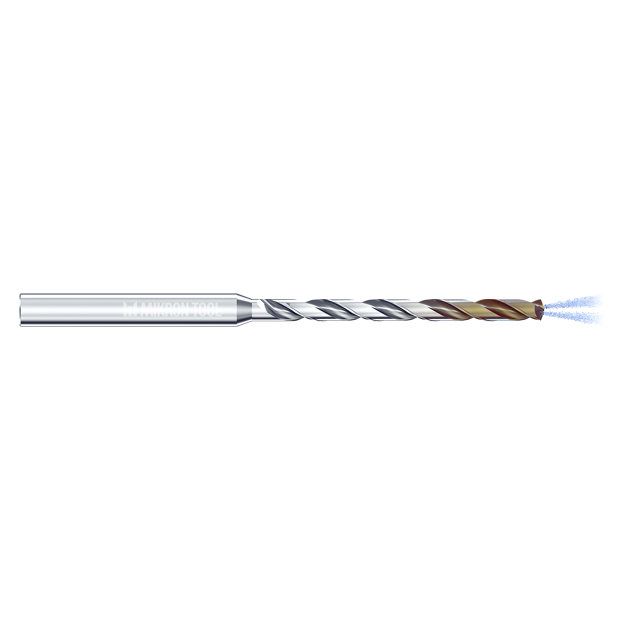 Mikron Tool 2.CD.100285.ATC | CrazyDrill Cool Titanium 1.00 - 6.35mm Diameter Range x 4.00mm Shank x 28.50mm LOC x 80.00mm OAL 2 Flute eXedur SNP Coated Pilot Drill