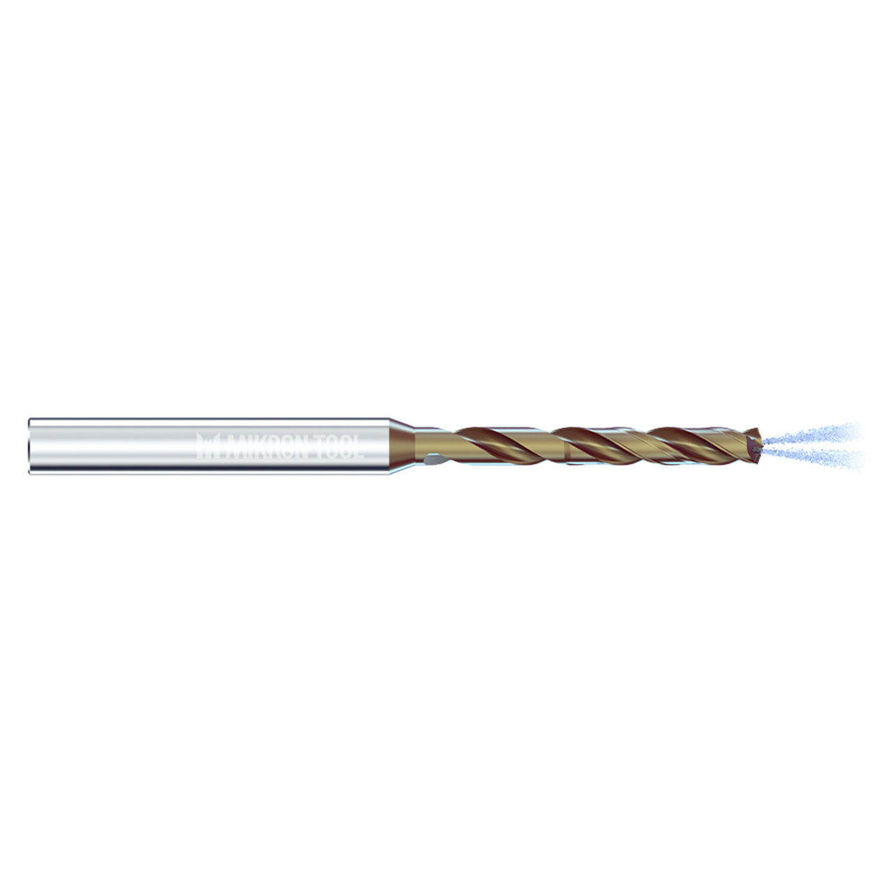 Mikron Tool 2.CD.060260.PTC | CrazyDrill Cool Titanium 1.00 - 6.35mm Diameter Range x 4.00mm Shank x 15.60mm LOC x 68.00mm OAL 2 Flute eXedur SNP Coated Coolant Fed Drill