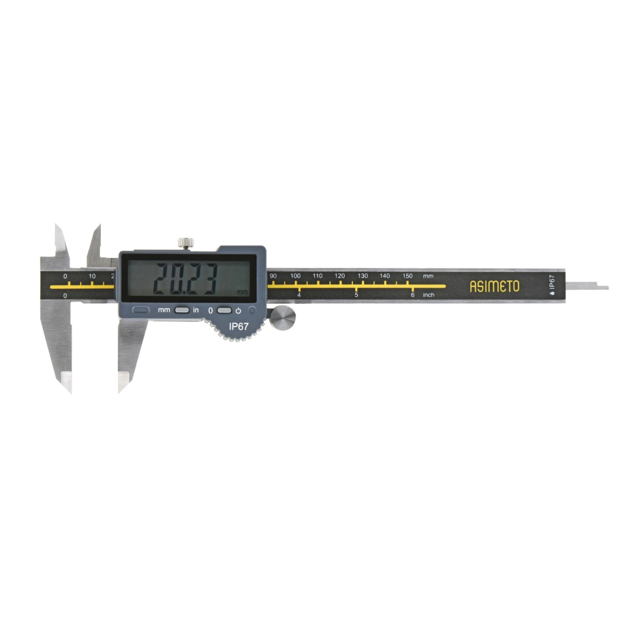 Asimeto 7305065 | 6.000" Maximum Measurement x 0.0005" Resolution IP67 Big Screen Coolant Proof Digital Caliper