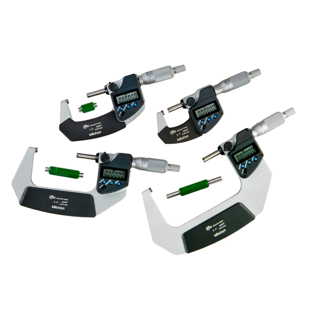 Mitutoyo 293-961-32 | 0 - 4.000" Range x 0.00005" Resolution x ±0.00005" Accuracy x 18.00mm Thimble Emel Coated Hardened Steel 293 Series Electronic Outside Micrometer