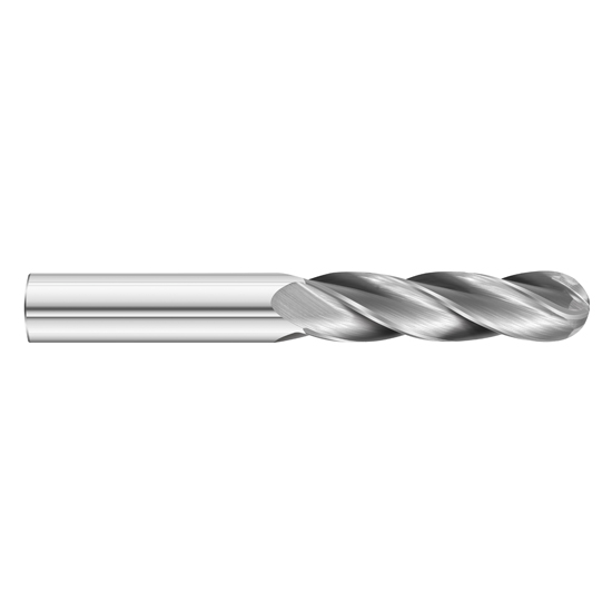 Fullerton Tool 92138 | 12mm Diameter x 12mm Shank x 50mm LOC x 100mm OAL 4 Flute Uncoated Solid Carbide Ball End Mill