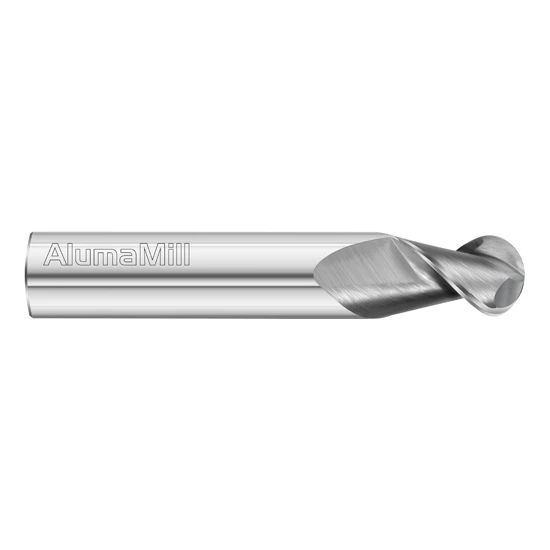 Fullerton Tool 38528 | 3/8" Diameter x 3/8" Shank x 5/8" LOC x 2-1/2" OAL 2 Flute Uncoated Solid Carbide Ball End Mill
