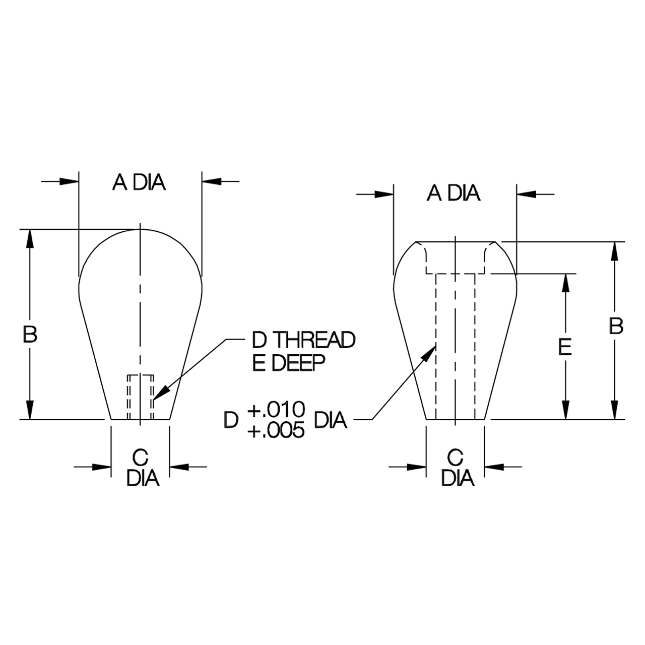 Carr Lane CLM58PTK M8 Thread x 1.25mm Pitch Oval Tapered Knob All