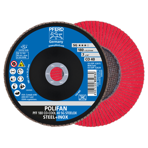 Pferd 67660485 | 62615 7" Diameter x 40 Grit Ceramic Oxide Flap Disc ...