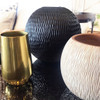 Mango Wood Hand Chiseled Vase - Low