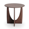 Teak Geometric Sculpted Round Side Table