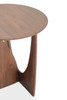 Teak Geometric Sculpted Round Side Table