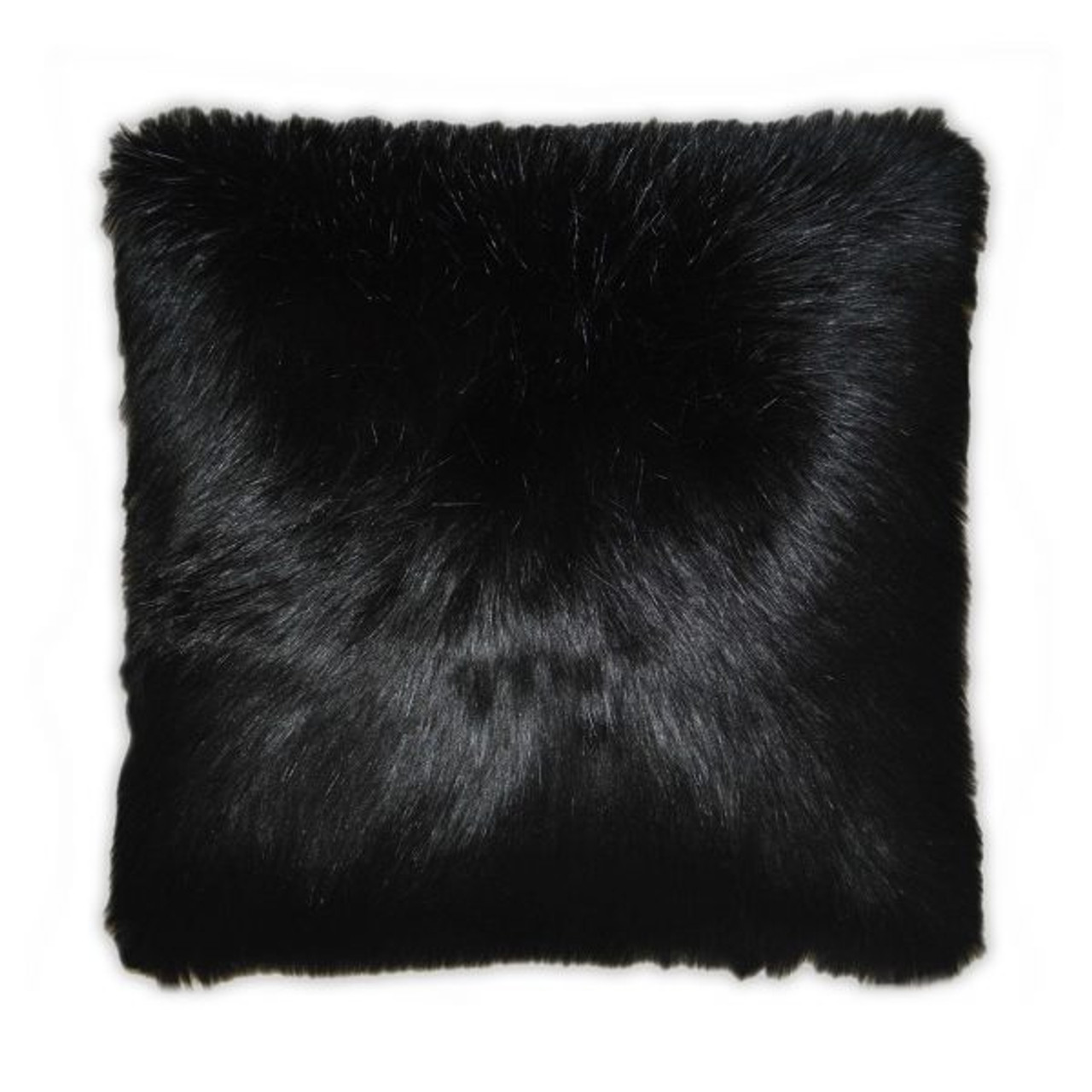 Black Fox Faux Fur Pillow