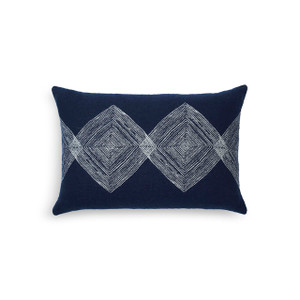Navy Linear Diamonds Pillow - Lumbar