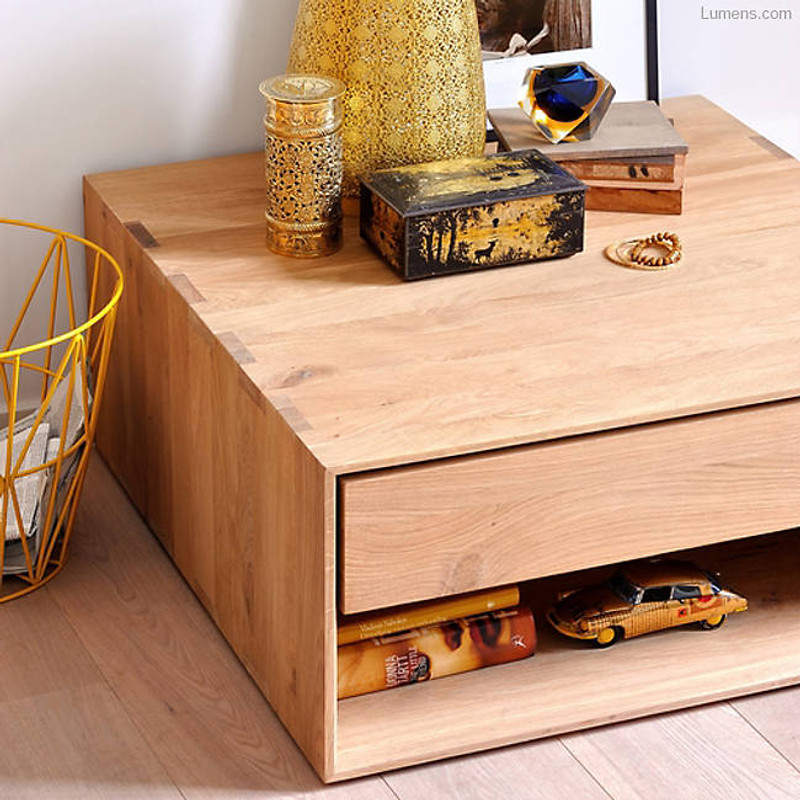 Light Oak Nordic Coffee Table with Storage