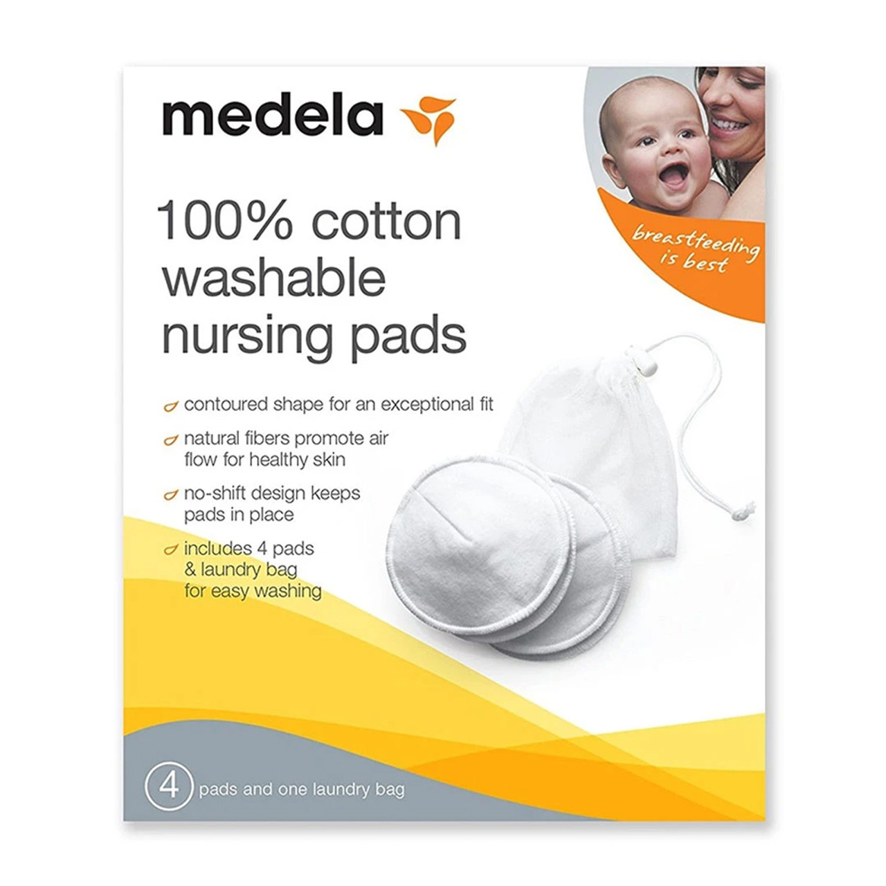 Medela - Washable Nursing Pads (4 Pack+Laundry Bag)