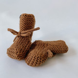 Wool Knit Baby Booties - Rust