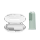 Silicone Finger Toothbrush with case - Gray and Light Green