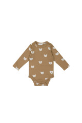 Jamie Kay Organic Cotton Fernley L/S Bodysuit - Bears Caramel Cream