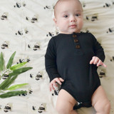 Ribbed Bamboo Long Sleeves Onesies - Raven