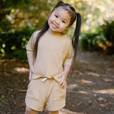 Ribbed Bamboo Baggy Top & Shorts Set - Amber