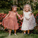 Ruffled Strap Tiered Dress - Coral