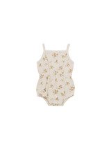 Quincy Mae Waffle Cinch Romper - Honey Flower