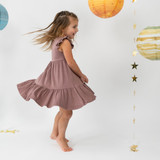 Short Sleeve Ruffled Bell Dress - Twilight Mauve