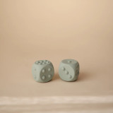 Mushie Dice Press Toy 2 Pack - Cambridge Blue/Shifting Sands