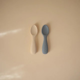 Mushie Silicone Toddler Starter Spoons 2 Pack - Tradewinds/Shifting Sand