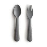 Mushie Dinnerware Fork And Spoon Set - Smoke