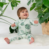 Footless Sleeper with Fold-Over Cuffs - Tropical Leaves