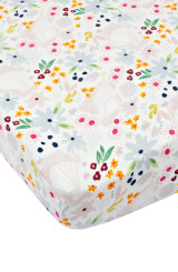 Loulou Lollipop Muslin Fitted Crib Sheet - Shell Floral
