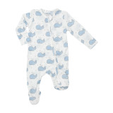 Angel Dear 2 Way Zipper Ruffle Back Footie - Bubbly Whale Blue