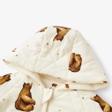 MilkBarn - Honey Bear Reversible Waffle Knit/Quilted Hooded Jumpsuit