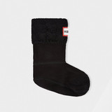 Hunter Original Kids 6 Stitch Cable Knitted Cuff Boot Socks Black