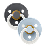 BIBS Pacifiers Colour Latex 2 Pack - Iron Glow/Baby Blue Glow BIBS Pacifiers Colour Latex 2 Pack - Iron Glow/Baby Blue Glow