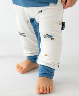 Short Sleeve Pocket Romper - Dirtbikes with Marine Blue Pocket