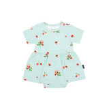 Short Sleeve Skirted Onesie - Strawberry Garden